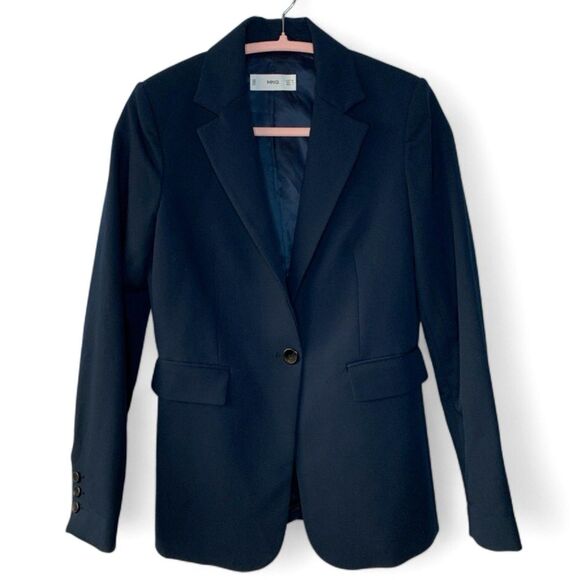 MNG Mango One Button Black Blazer Women's Size 2 NWOT - Picture 1 of 8